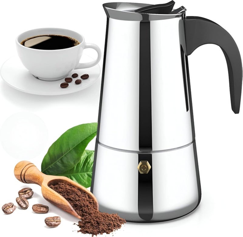 Espresso Master Stainless Steel, Comes with 4 Cup Coffee Percolator (Assorted Colors), Stainless Steel 200mm, Lightweight and Portable, Perfect for Daily Use or on Trips.